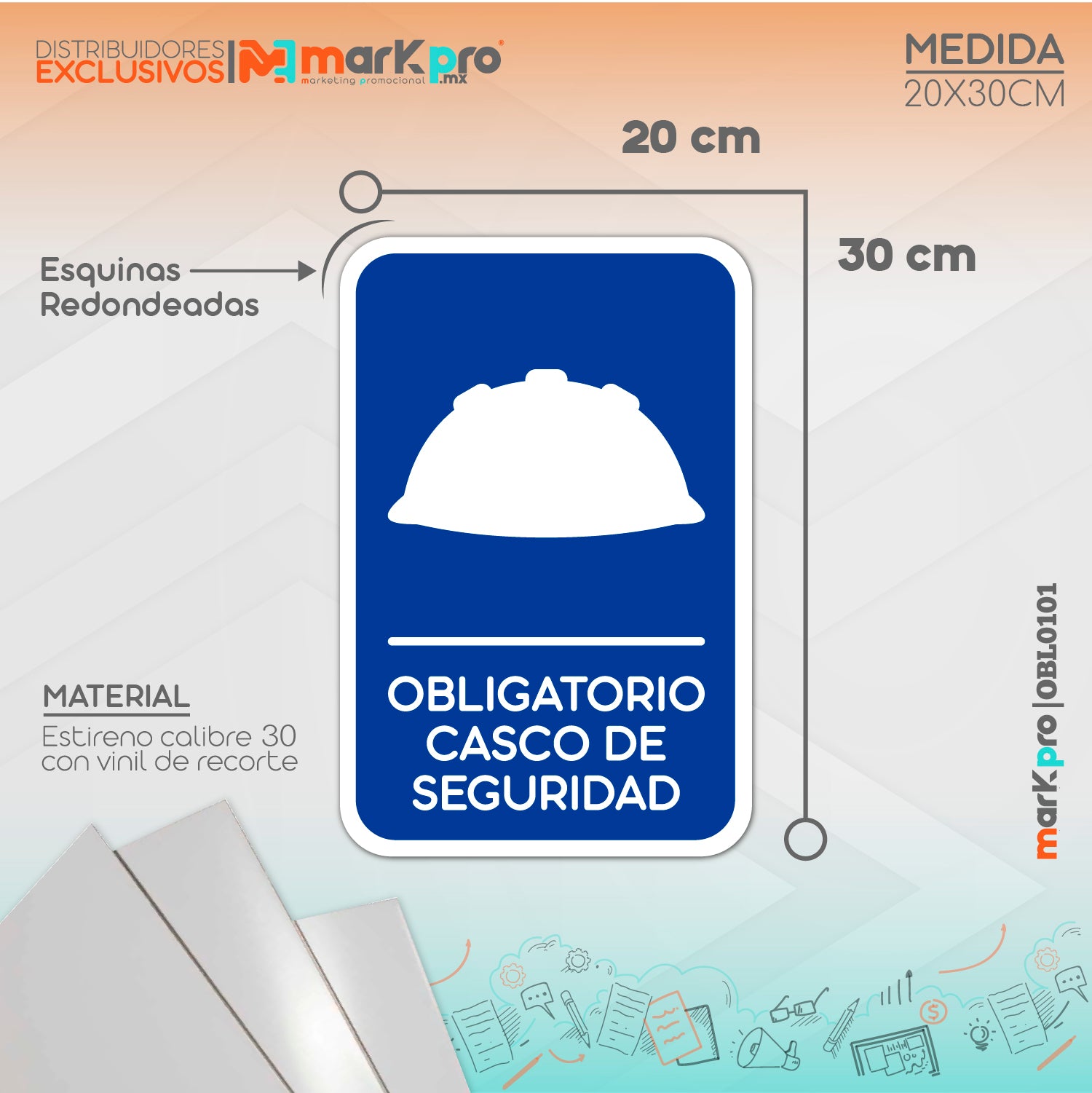 Señalamientos Seguridad Protección Civil Tipo: OBLIGACIÓN Medidas 20x30cm