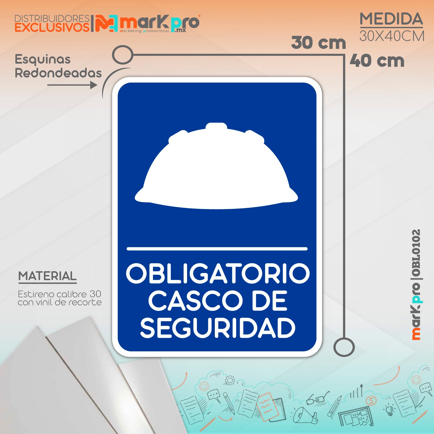 Señalamientos Seguridad Protección Civil Tipo: OBLIGACIÓN Medidas 30x40cm