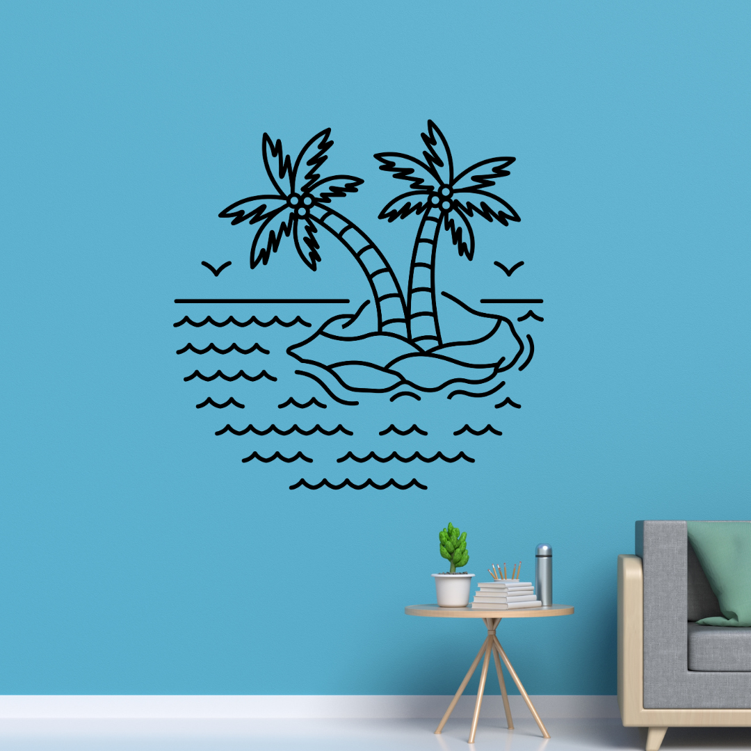 Vinil Decorativo P/pared Tendencia Isla Playa 120 x 120 cm