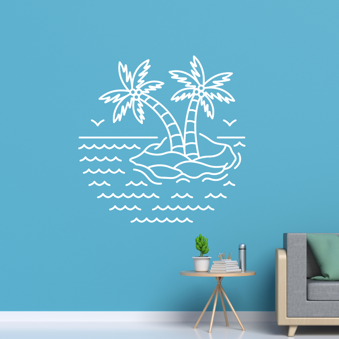 Vinil Decorativo P/pared Tendencia Isla Playa 120 x 120 cm