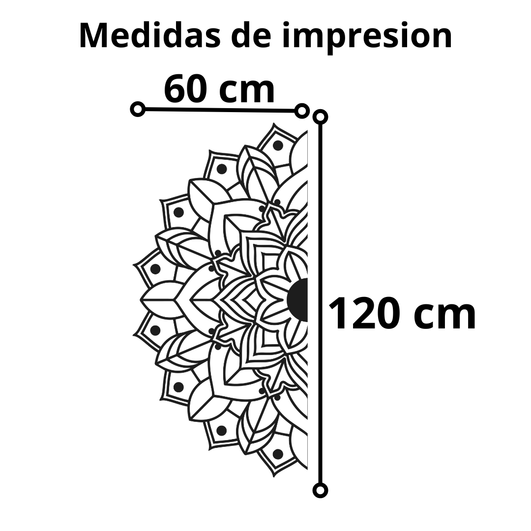 Vinil Decorativo P/pared Tendencia Mandala Mitad 120 x 60 cm