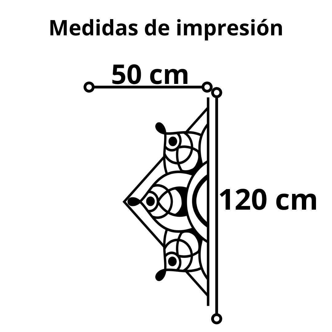 Vinil Decorativo P/pared Tendencia Mandala Mitad Modelo 2 - 120 x 60 cm