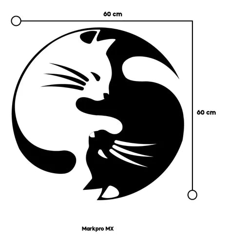 Vinil Decorativo P/pared Frase GATOS YING YANG.. 60x 60cm