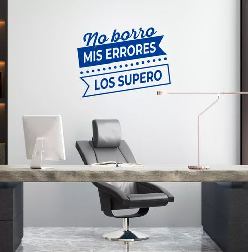 Vinil Decorativo P/pared Frase No Borro mis errores, los supero .. 120x 90cm