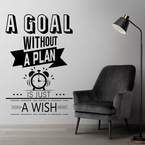 Vinil Decorativo P/pared Frase A GOAL WITHOUT A PLAN IS JUST.. 120x180cm