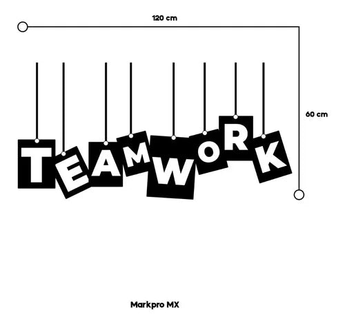 Vinil Decorativo P/pared Frase TEAM WORK .. 120x 60cm